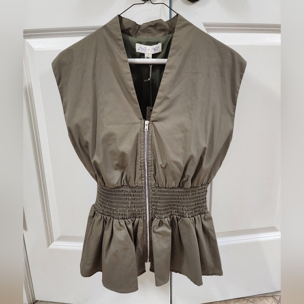She + Sky Olive Green Vest
